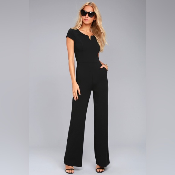 Lulus Pants - Lulu’s Goal-Getter Black Short Sleeve Jumpsuit